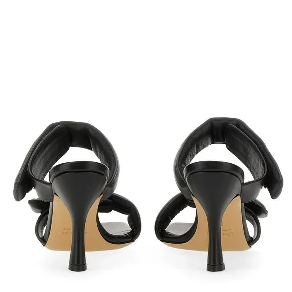 New GIA Borghini Pernille Teisbaek Black Perni Leather 2 Straps Slide Heel 10 - Picture 2 of 13